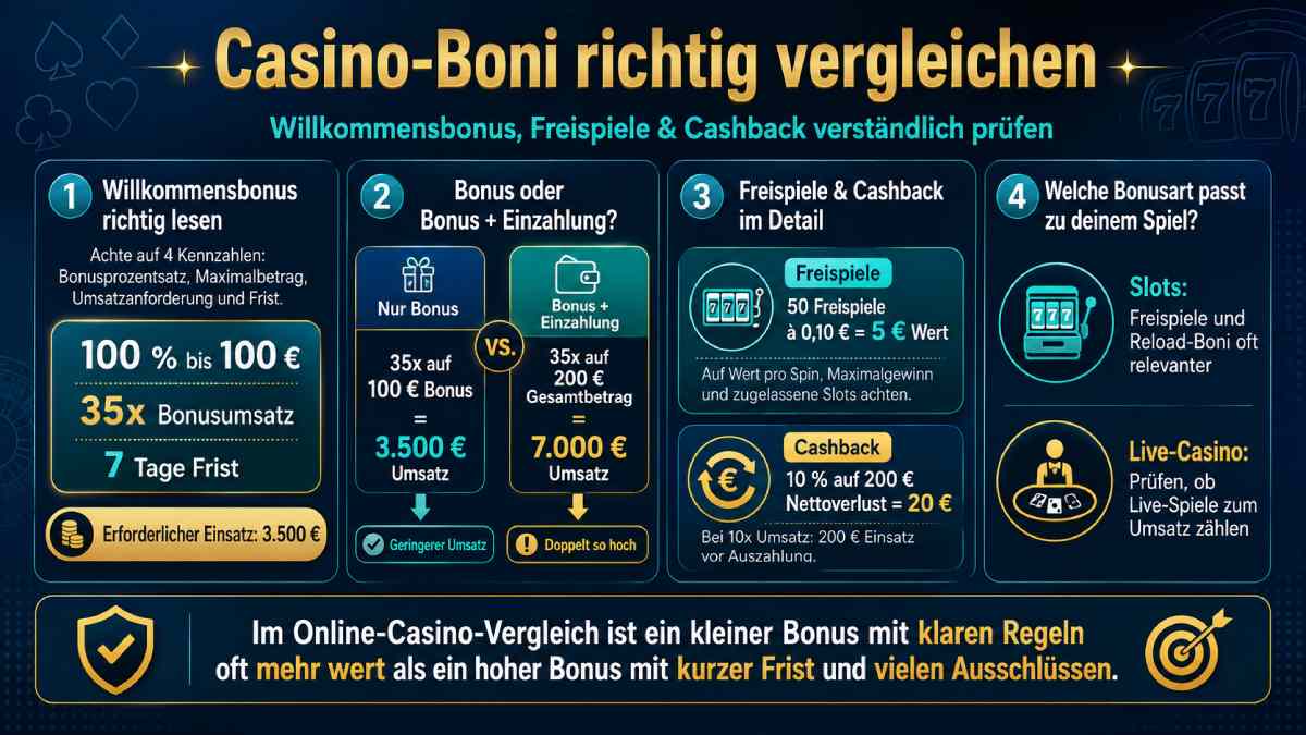 Online Casino boni vergleichen